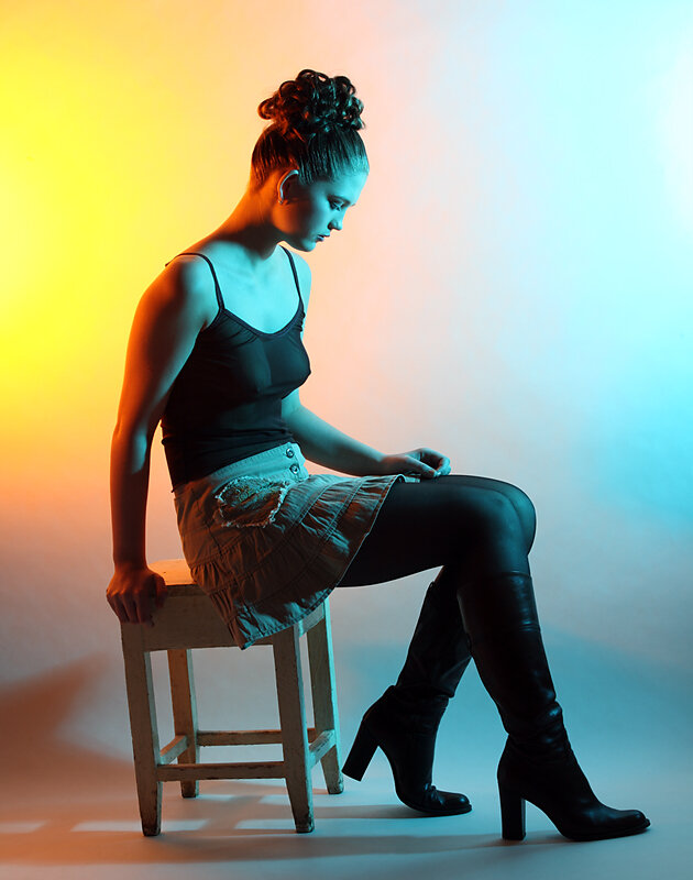 Portrait of the beautiful girl in studio
